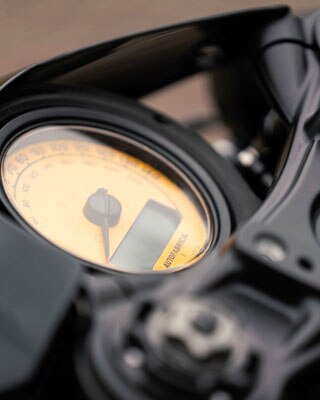 Close-up of the minimalistic cockpit