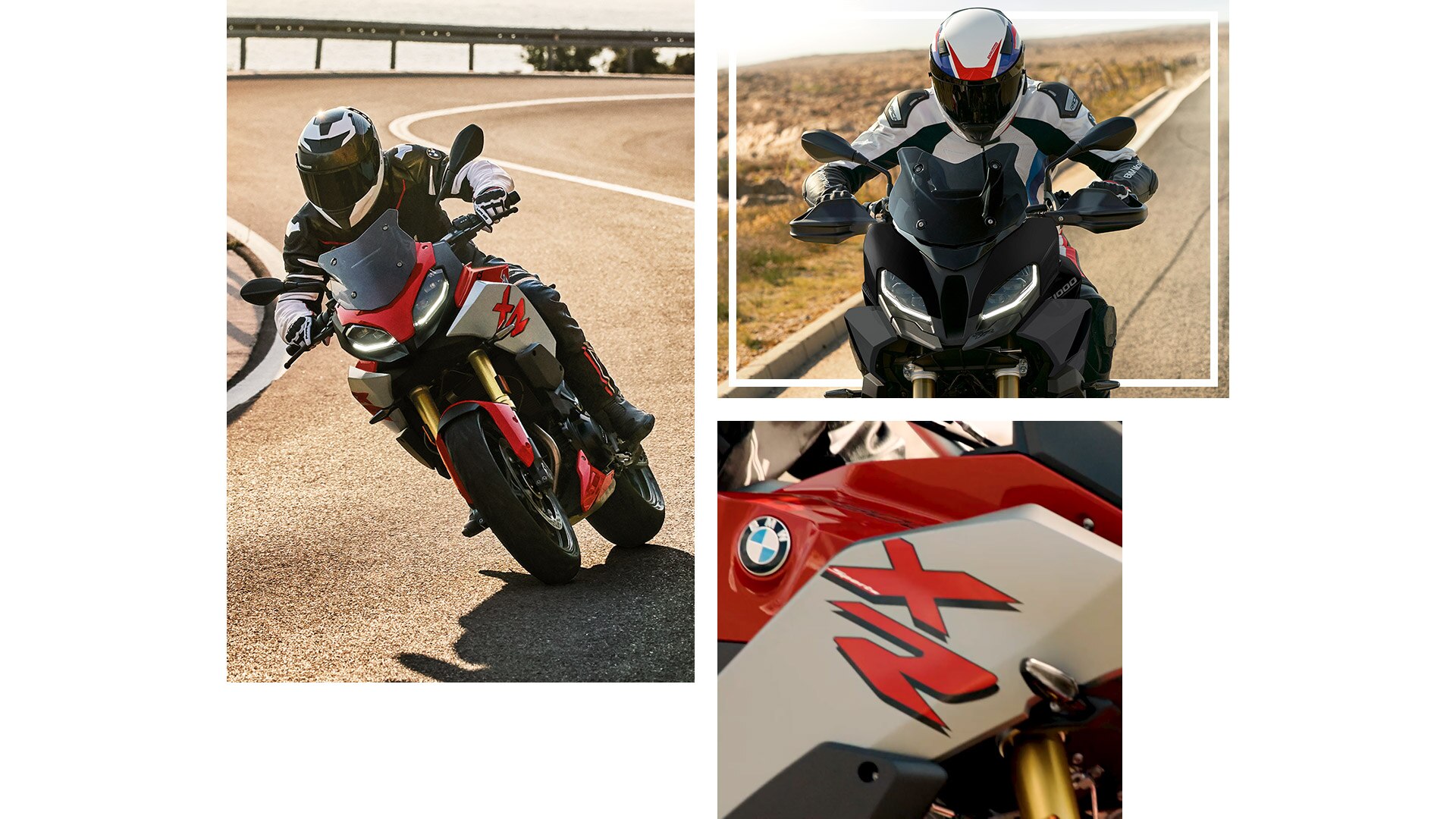 Collage shots showing the moving S 1000 RR