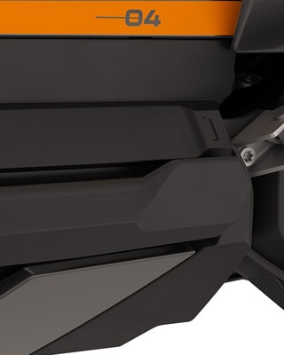 Integrated side stand of the BMW CE 04.